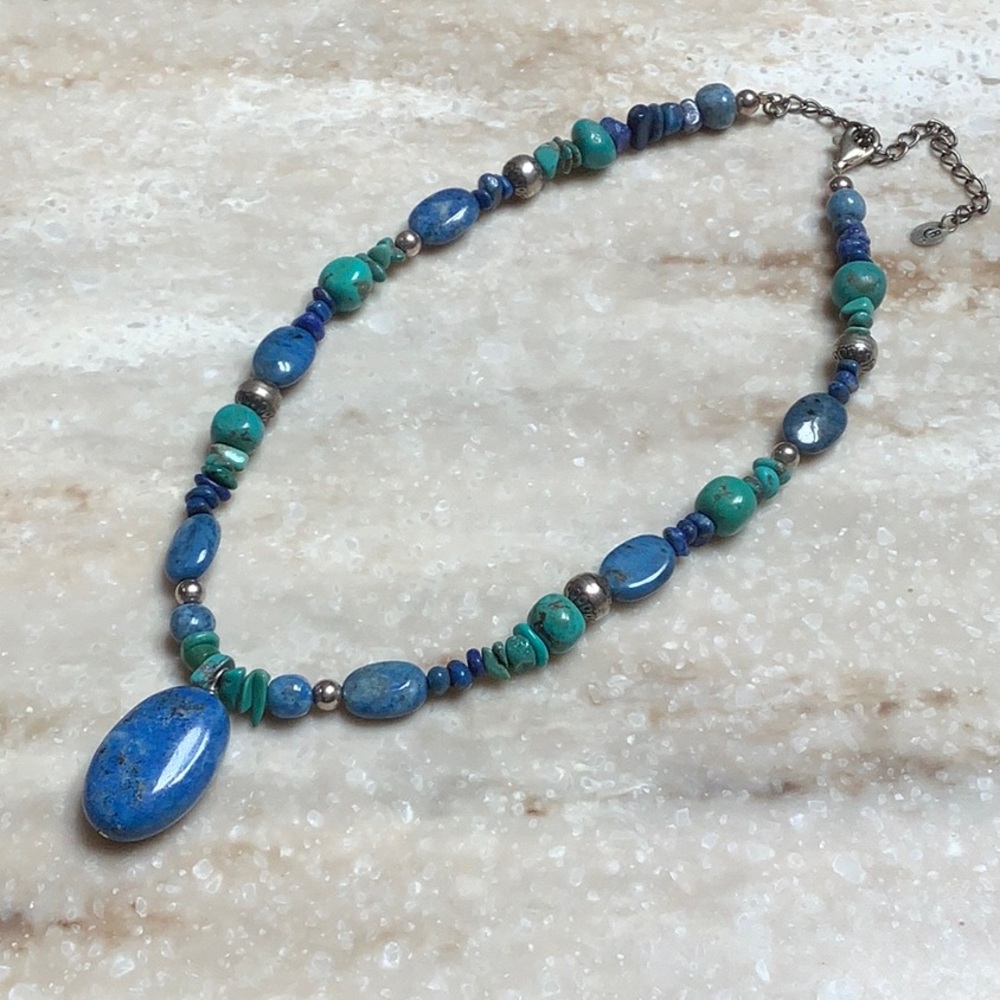😍925 Silver & Turquoise/Lapis Necklace😍NWOT